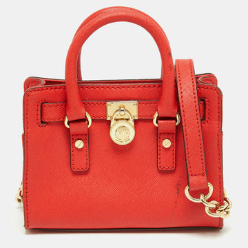 MICHAEL MICHAEL KORS Red Saffiano Leather Mini Hamilton Crossbody Bag