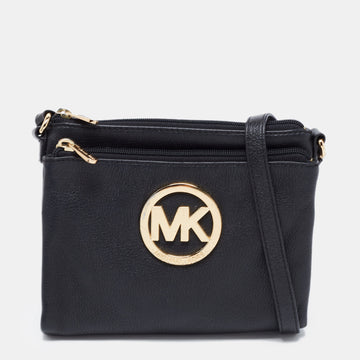 MICHAEL MICHAEL KORS Black Leather Fulton Crossbody Bag