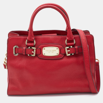 MICHAEL MICHAEL KORS Red Leather Hamilton Plaque Tote