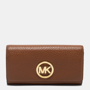 MICHAEL MICHAEL KORS Brown Leather Fulton Flap Continental Wallet