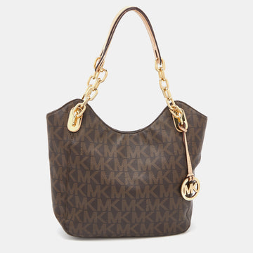 MICHAEL MICHAEL KORS Brown Signature Coated Canvas Lilly Tote
