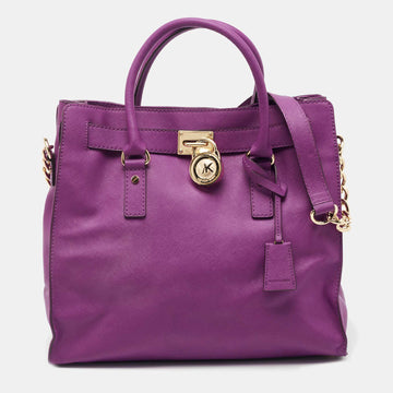 MICHAEL MICHAEL KORS Purple Leather Large Hamilton North South Tote