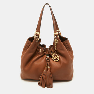 MICHAEL MICHAEL KORS Brown Leather Camden Drawstring Hobo