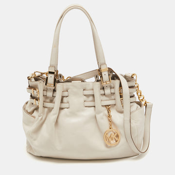 MICHAEL MICHAEL KORS Off White Leather Large Edie Shoulder Bag