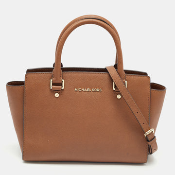 MICHAEL MICHAEL KORS Brown Leather Medium Selma Satchel