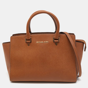 MICHAEL MICHAEL KORS Brown Leather Large Selma Satchel