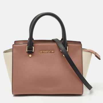 MICHAEL MICHAEL KORS Tricolor Saffiano Leather Medium Selma Tote