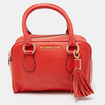 MICHAEL MICHAEL KORS Red Leather Small Bedford Tassel Satchel