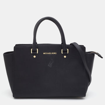 MICHAEL MICHAEL KORS Black Leather Selma Satchel