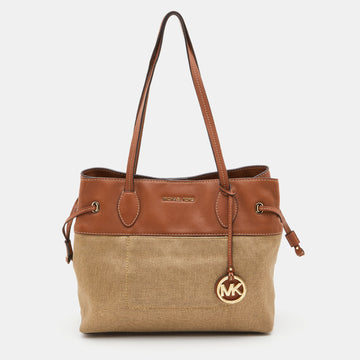 MICHAEL MICHAEL KORS Tan Canvas and Leather Tote