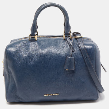 MICHAEL MICHAEL KORS Navy Blue Leather Kirby Satchel