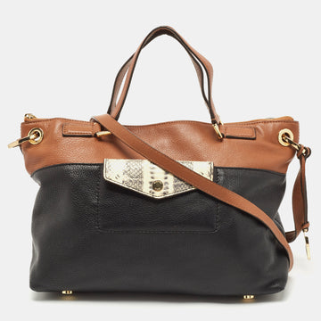 MICHAEL MICHAEL KORS Brown /Black Leather Mira Top Handle Bag