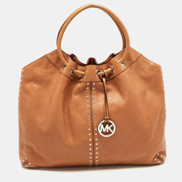 MICHAEL MICHAEL KORS Brown Leather Aster Studded Ring Tote