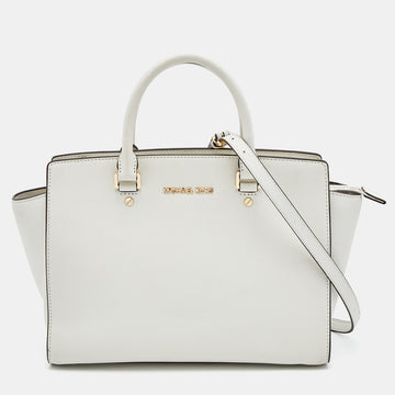 MICHAEL MICHAEL KORS Off White Leather Large Selma Satchel