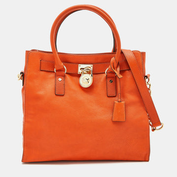 MICHAEL MICHAEL KORS Orange Leather Large Hamilton North South Tote