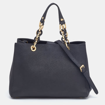 MICHAEL MICHAEL KORS Saffiano Black Leather Medium Cynthia Tote