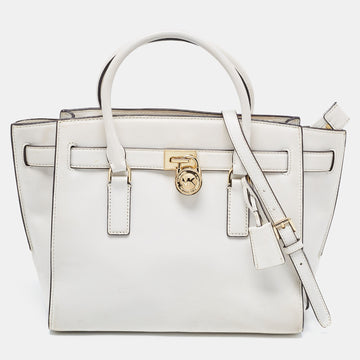 MICHAEL MICHAEL KORS White Leather Hamilton East West Tote