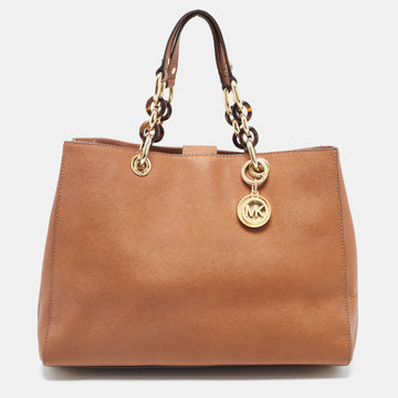 MICHAEL MICHAEL KORS Brown Saffiano Leather Cynthia Satchel