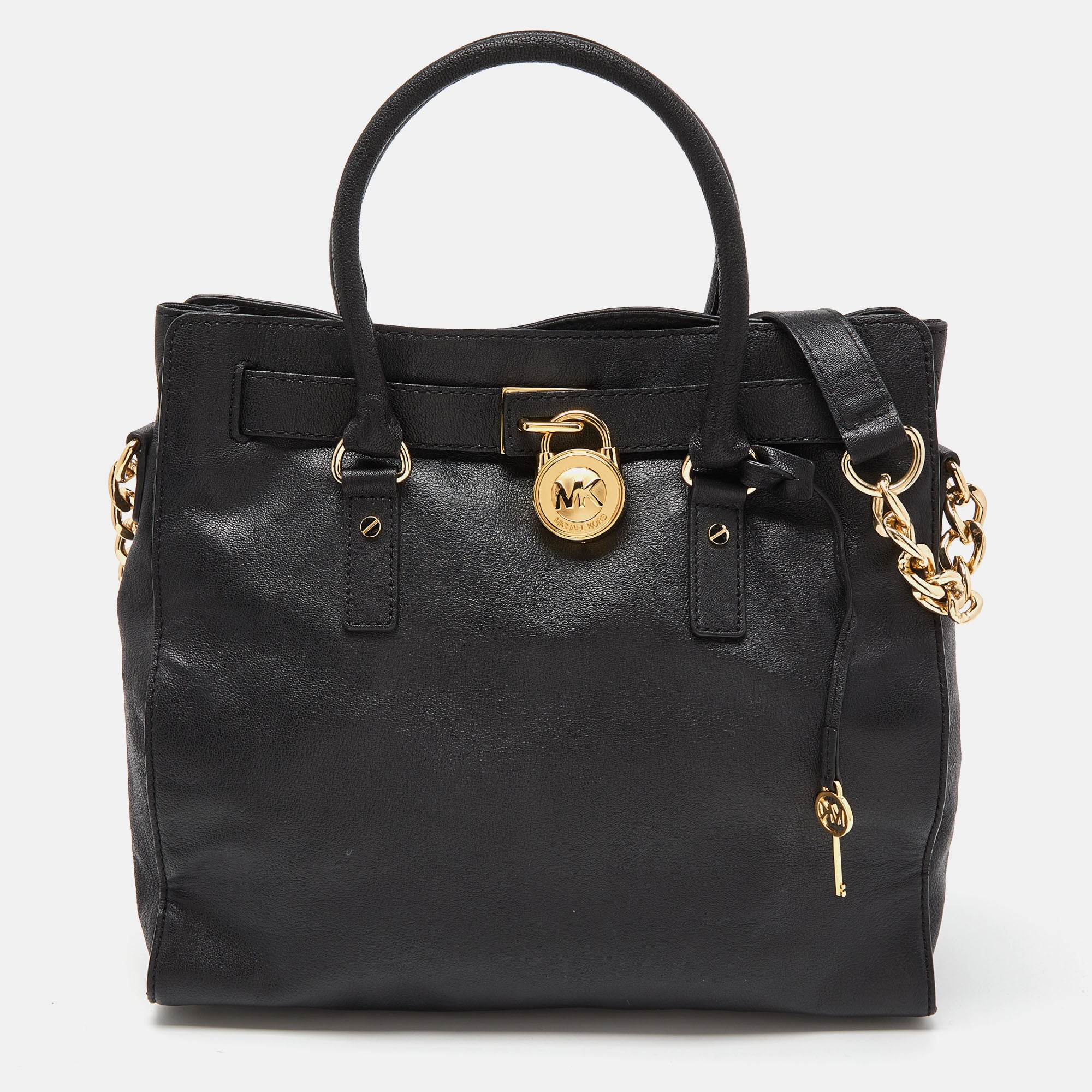 MICHAEL MICHAEL KORS Black Leather Large Hamilton North South Tote