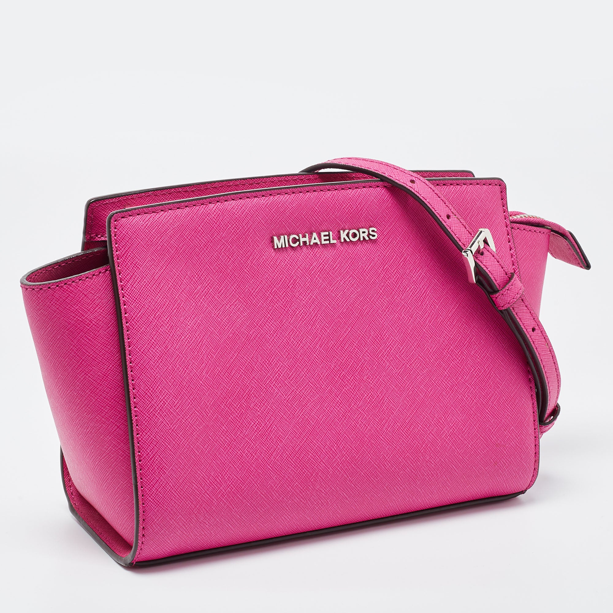 MICHAEL MICHAEL KORS Fuchsia Leather Medium Selma Crossbody Bag