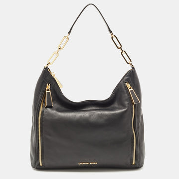 MICHAEL MICHAEL KORS Black Leather Matilda Shoulder Bag