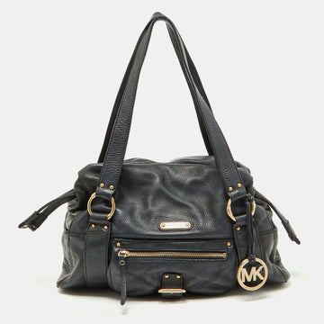 MICHAEL MICHAEL KORS Black Leather Drawstring Shoulder Bag