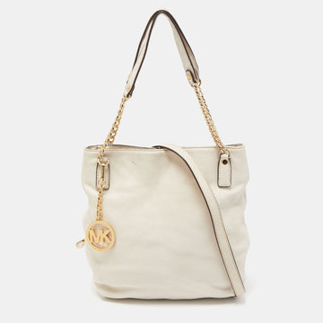 MICHAEL MICHAEL KORS Off White Leather Charm Shoulder Bag