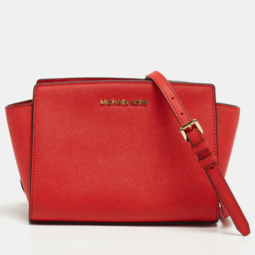 MICHAEL MICHAEL KORS Red Leather Small Selma Crossbody Bag