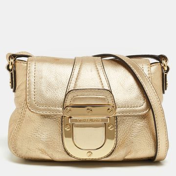 MICHAEL MICHAEL KORS Gold Leather Bridgette Crossbody Bag