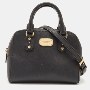 MICHAEL MICHAEL KORS Black Leather Mini Cindy Satchel