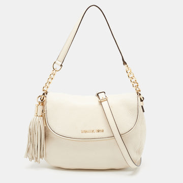 MICHAEL MICHAEL KORS Off White Leather Bedford Crossbody Bag