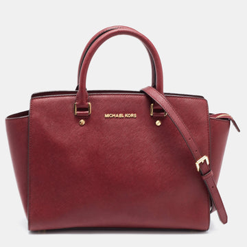 MICHAEL MICHAEL KORS Red Leather Large Selma Satchel