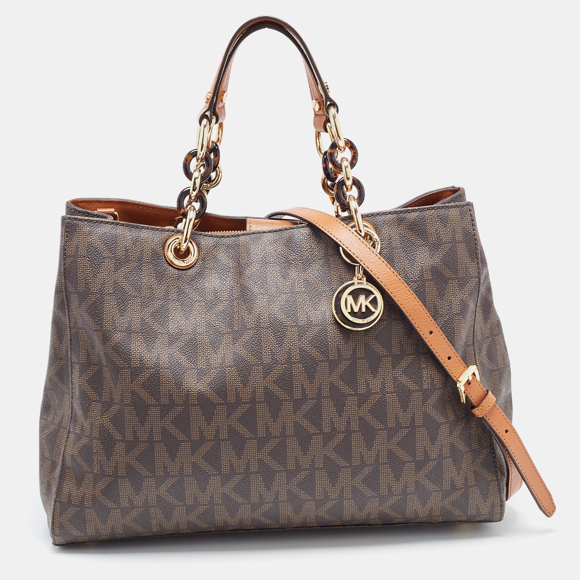 MICHAEL MICHAEL KORS Brown Signature Coated Canvas and