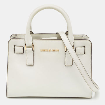 MICHAEL MICHAEL KORS White Saffiano Leather Small Dillon Tote