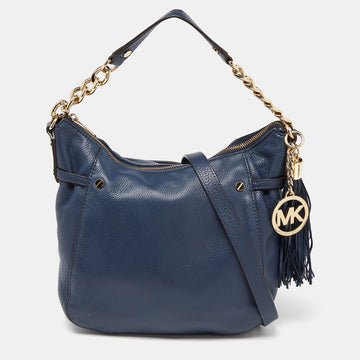 MICHAEL MICHAEL KORS Dark Blue Leather Tassel Hobo