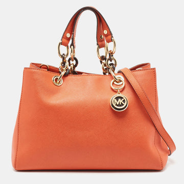 MICHAEL MICHAEL KORS Orange Saffiano Leather Cynthia Tote