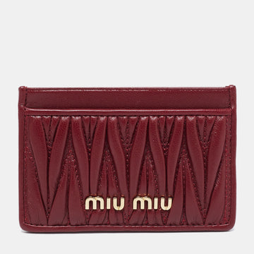 Miu Miu Burgundy Matelasse Leather Card Case