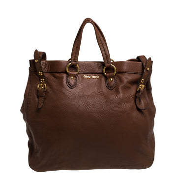 Miu Miu Brown Leather Shopper Tote