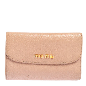 Miu Miu Pink Madras Leather Compact Wallet