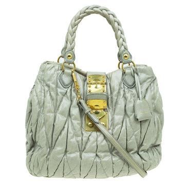 Miu Miu Green Matelasse Lux Leather Large Shoulder Bag