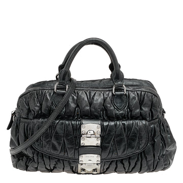 Miu Miu Black Matelasse Leather Tote