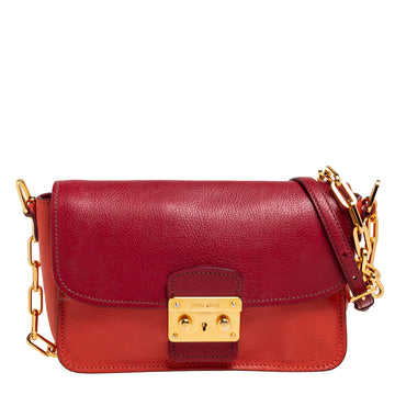 Miu Miu Orange/Red Madras Leather Shoulder Bag