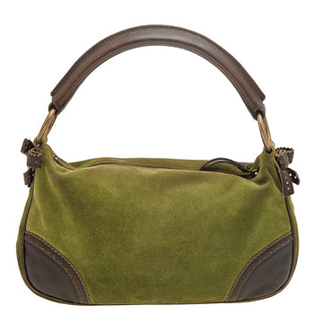 Miu Miu Green/Dark Brown Suede And Leather Brogue Hobo