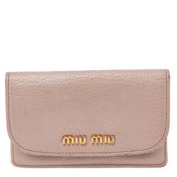 Miu Miu Dusty Pink Leather Logo Flap Card Case