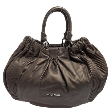 Miu Miu Metallic Olive Green Leather Hobo