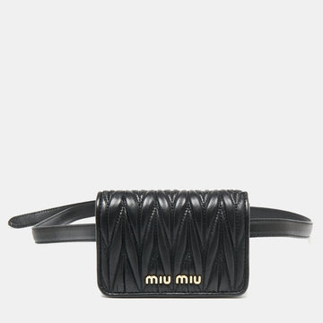 Miu Miu Black Matelasse Leather Belt Bag