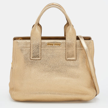 Miu Miu Old Rose Vitello Leather Gathered Tote Miu Miu