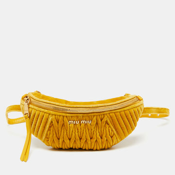 Miu Miu Yellow Matelasse Velvet Belt Bag