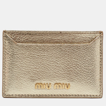 Miu Miu Metallic Gold Madras Leather Card Holder