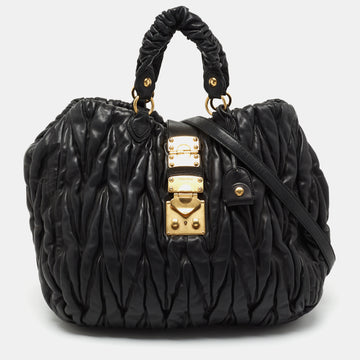 Miu Miu Black Matelasse Leather Large Shopper Tote